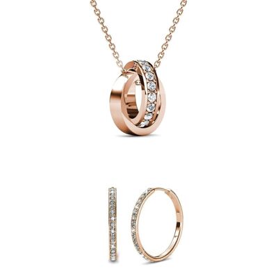 Chic Circle Hoop Set - Oro rosa e cristallo