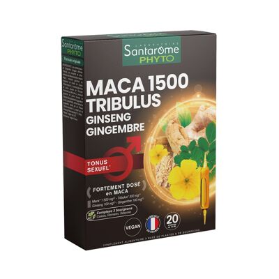 Maca 1 500 Tribulus Ginseng Gingembre (20 ampoules)