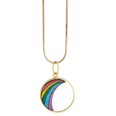 Rainbow Recycled Wood Gold Necklace