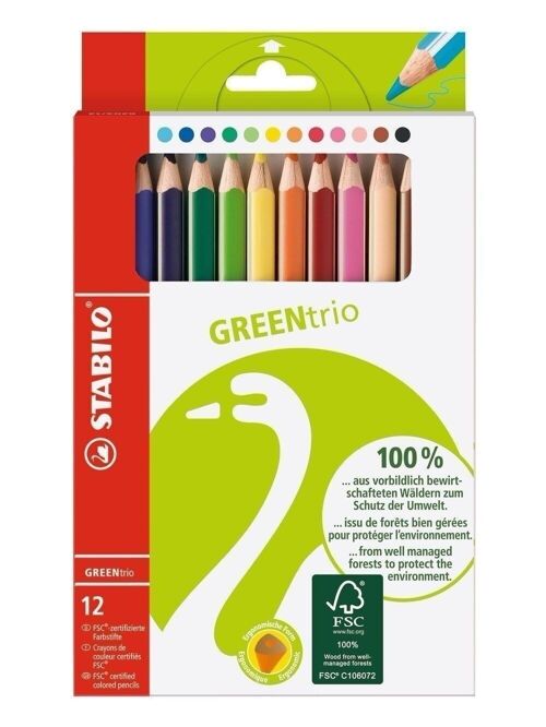 Crayons de couleur - Etui carton x 12 STABILO GREENtrio