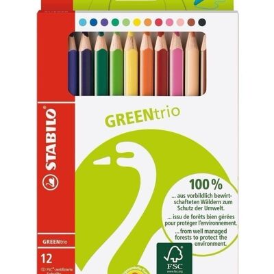 Colored pencils - Cardboard case x 12 STABILO GREENtrio