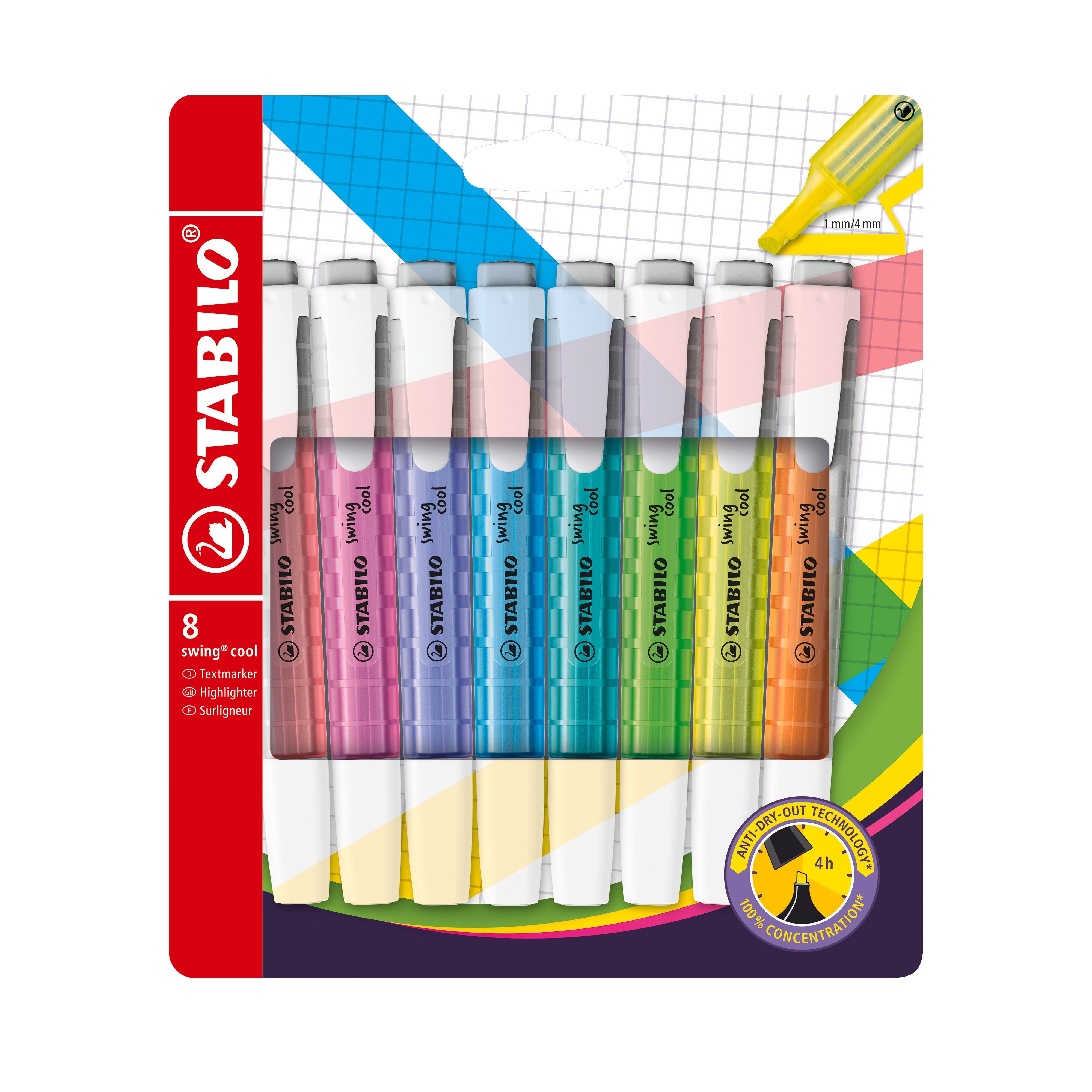 Kartonverpackung x 8 STABILO Swing Cool Textmarker
