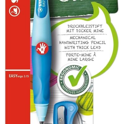 Druckbleistift - Blister x 1 STABILO EASYergo 3.15 Rechtshänder + 1 Bleistiftspitzer – blau