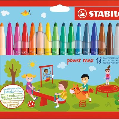 Coloring pens - Cardboard case x 18 STABILO power max