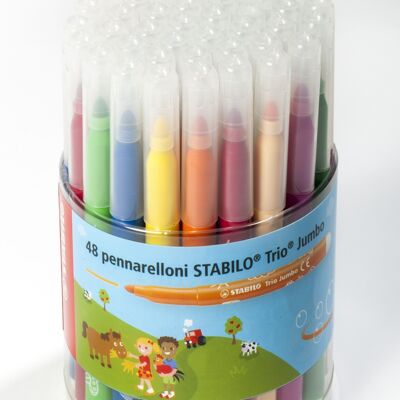 Coloring pens - Cardboard case x 12 STABILO Trio Jumbo