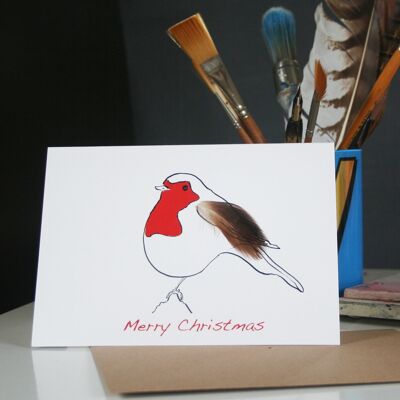 Cartoline di Natale piuma di Robin - Biglietto piuma di Robin