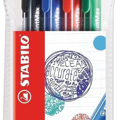 Stylos-feutres - Pochette x 4 STABILO pointMax - noir + bleu + rouge + vert