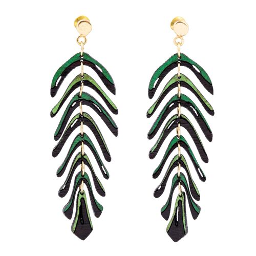 Areca Palm Leaf Reclaimed Rosewood Dangle Earrings