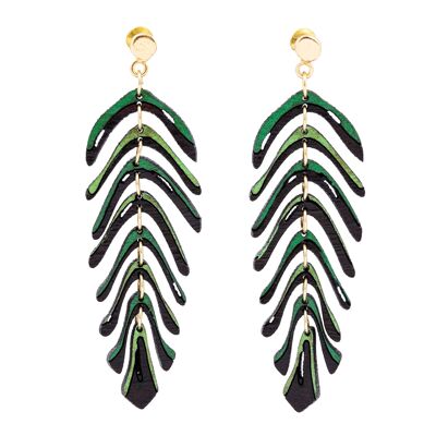 Boucles d'oreilles pendantes en bois de rose récupéré Areca Palm Leaf