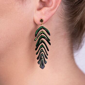 Boucles d'oreilles pendantes en bois de rose récupéré Areca Palm Leaf 3