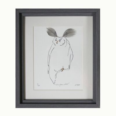 Owl Print 'Who gives a hoot' - Dark Grey Box frame