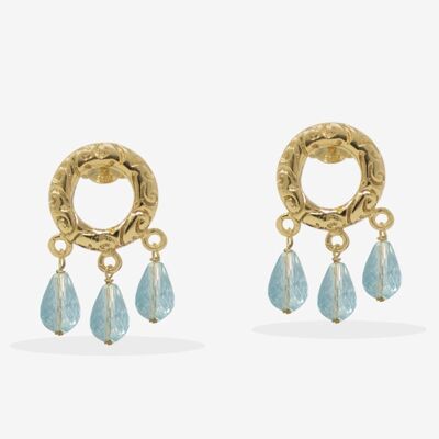 Boucles d'Oreilles Liberty Topaze Bleue Or Vermeil