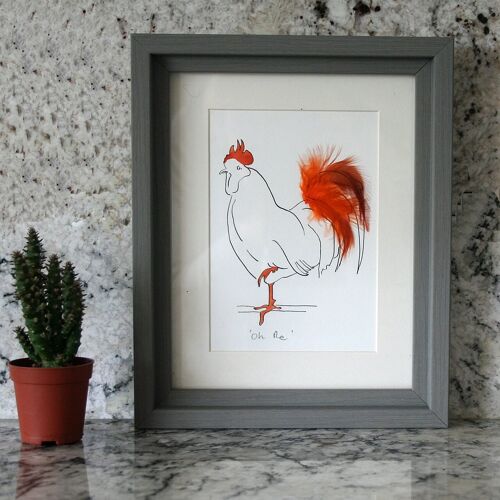 Oh Me! Cockerel Mini Print - Orange