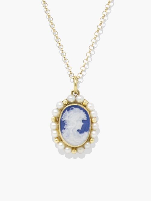 Little Lovelies Blue Cameo & Pearl Necklace