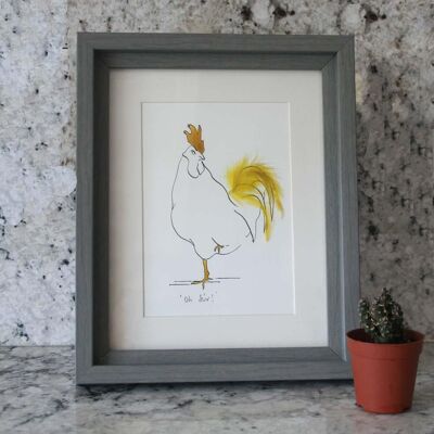 Oh Sir! Cockerel Mini Print - Yellow