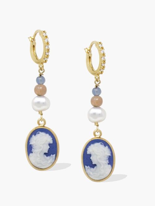 Little Lovelies Gold-plated Blue Cameo Hoop Earrings