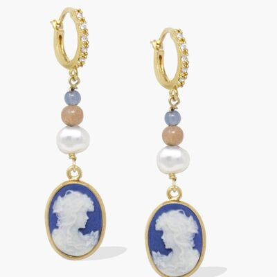 Little Lovelies Gold-plated Blue Cameo Hoop Earrings