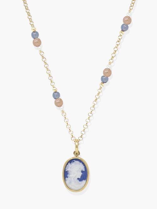 Little Lovelies Gold-plated Blue Cameo Necklace