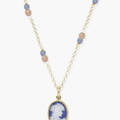 Vergoldete blaue Cameo-Halskette von Little Lovelies