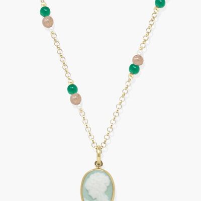 Little Lovelies Gold-plated Green Cameo Necklace