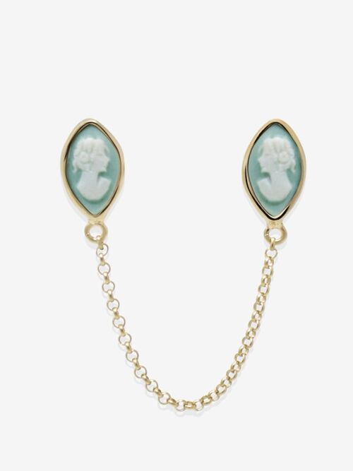 Little Lovelies Gold-plated Green Cameo Single Earring