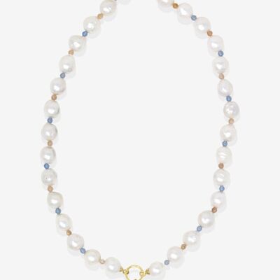 Little Lovelies Gold-plated Pearl & Bead Blue Cameo Necklace