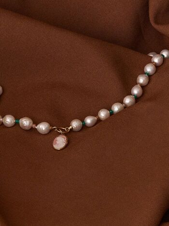 Collier camée rose perle et perle plaqué or Little Lovelies 3