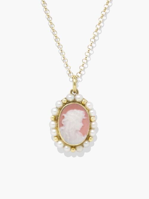 Little Lovelies Pink Cameo & Pearl Necklace