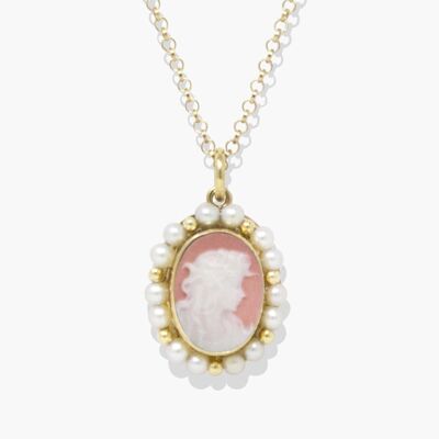 Little Lovelies Pink Cameo & Pearl Necklace