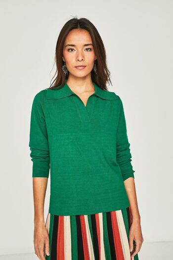 Top en maille de lin vert 5