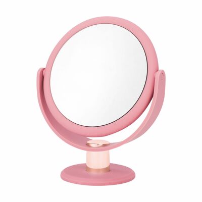 23.5cm Round Soft Touch Metallic Mirror - Blush & Rose Gold - True Image/X10 Mag