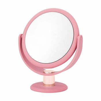 Miroir Métallique Doux au Toucher Rond 23,5 cm - Blush & Or Rose - True Image/X10 Mag