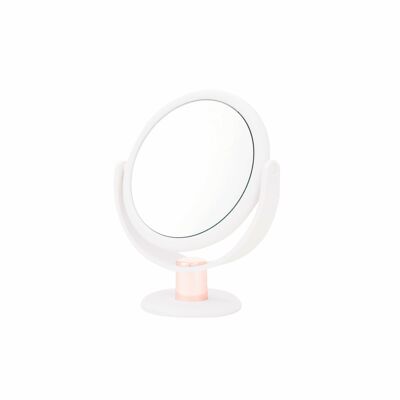 23,5 cm runder Soft-Touch-Metallic-Spiegel – Weiß und Roségold – True Image/X10 Mag