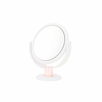 Miroir Métallique Doux au Toucher Rond 23,5 cm - Blanc & Or Rose - True Image/X10 Mag