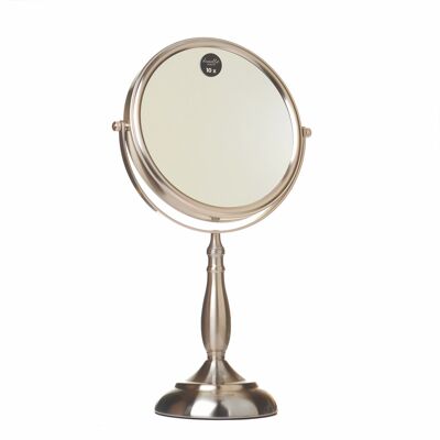Specchio cosmetico in nichel satinato 10X (B)