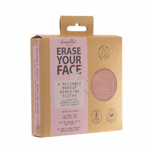 Erase Your Face Eco Circular Makeup Removing Pads 4PK - Pink