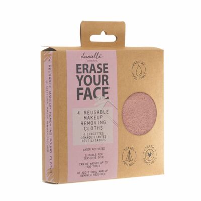 Erase Your Face Eco Circular Make-up-Entfernungspads, 4 Stück – Rosa
