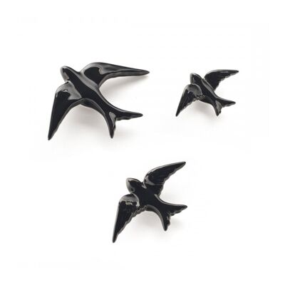 Set of 3 black ceramic swallows CA0301ACOLXSSM