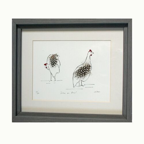 Guinea Fowl Print Come on Dear - Mounted