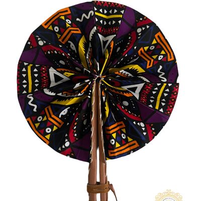 Purple handcrafted fan in 100% handmade cotton wax