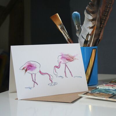 Flamingokarten - Flamingo trinken
