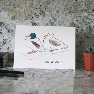 Tarjetas de boda de pato - Mr & Mrs Duck