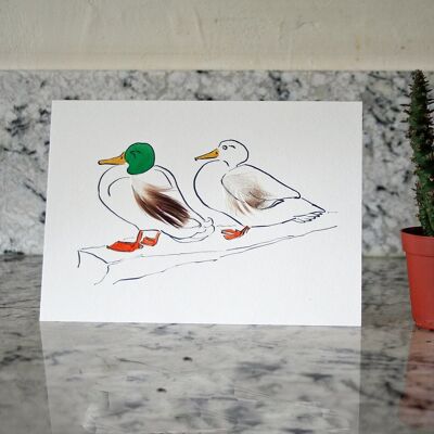 Entenhochzeitskarten - Entenpaar (ohne Text)