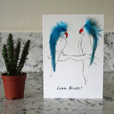 Valentinstag Liebesvögel Karten - Liebesvögel Blau