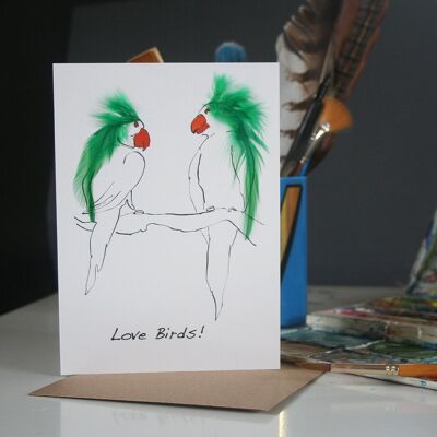 Tarjetas de San Valentín Love Birds - Love Birds Green