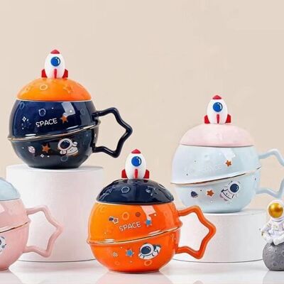 Spaceship mug with lid in gift box 480 ml  -DF-516