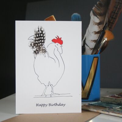 Herk Cockerel Alles Gute zum Geburtstag Fleckige Karte