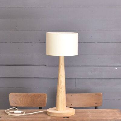 Table lamp in chestnut wood, conical shape