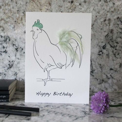 Happy Birthday Oh Me cockerel Cards - Pistachio