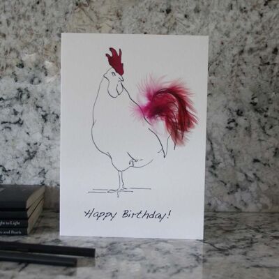 Tarjetas de feliz cumpleaños Oh Sir Cockerel - Púrpura